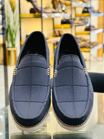 BLUE WHITE CHUNKY LOAFERS