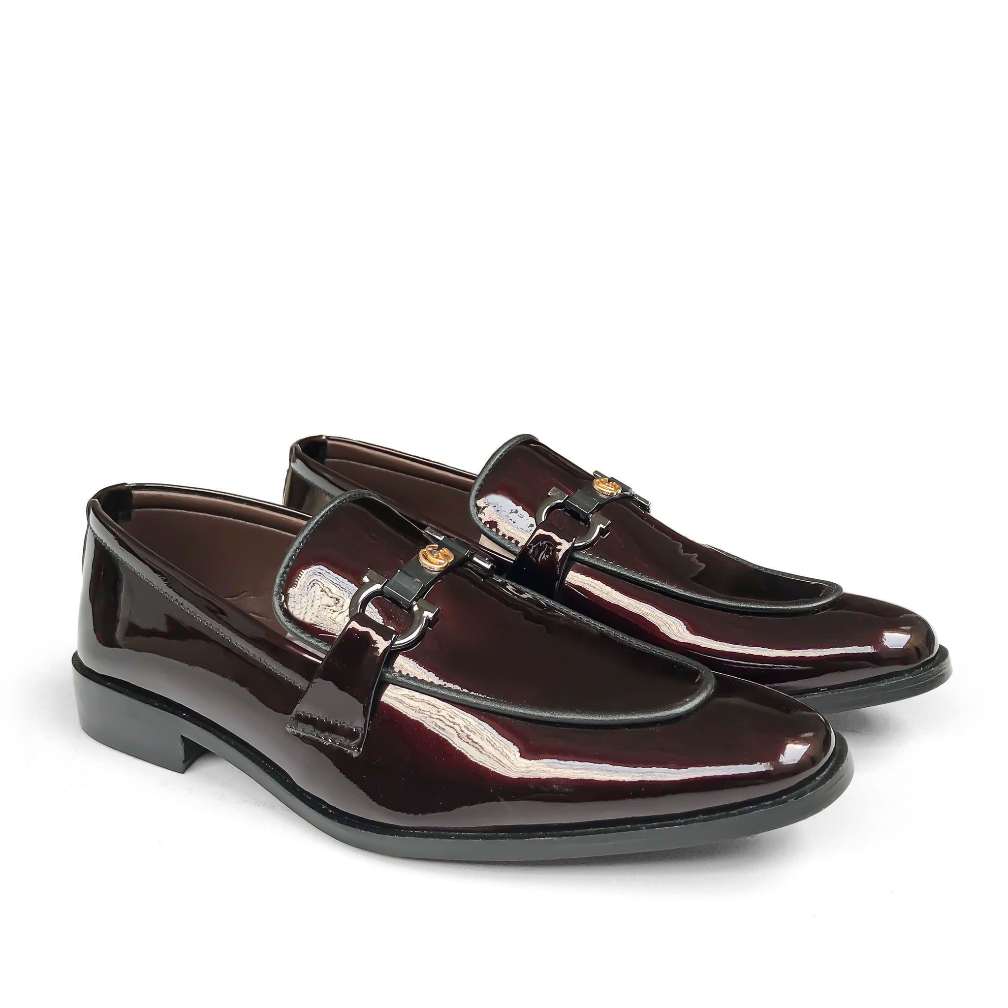 BLACKISH MAHROON PATENT SLIP-ONS GG