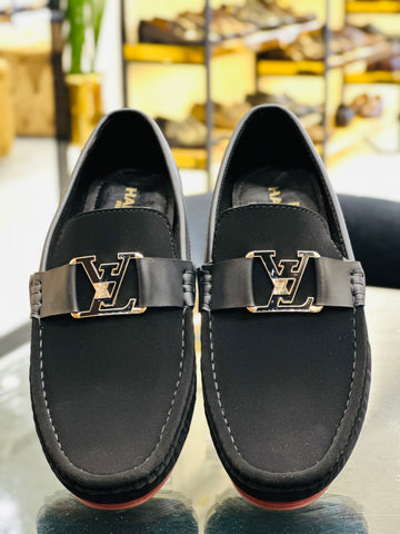 BLACK BUCKLED LOAFERS